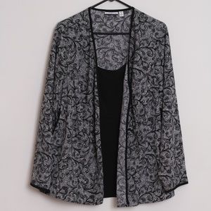 Croft & Barrow 2X Black and White Mock Layered Jacket & Tank